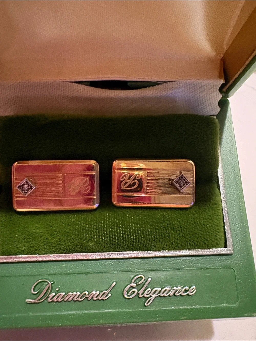 Gold and Black Rectangular Cufflinks
